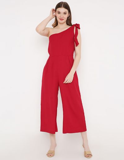 RED ONE SIDED JUMPSUIT