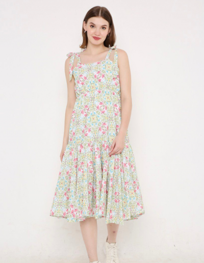 FLORAL FLARED TIER DRESS